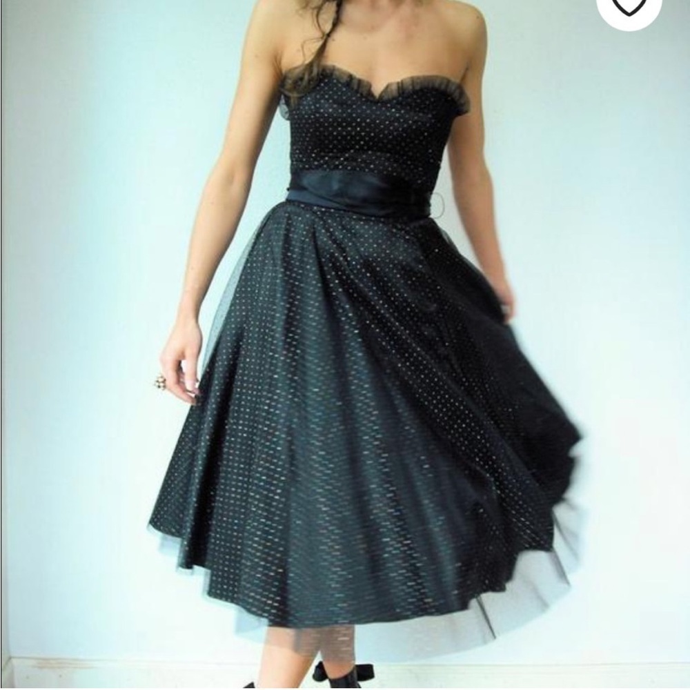 IVORY Vintage 80s Gunne sax sparkly tulle tube dress. Size 9. - Picture 10 of 10